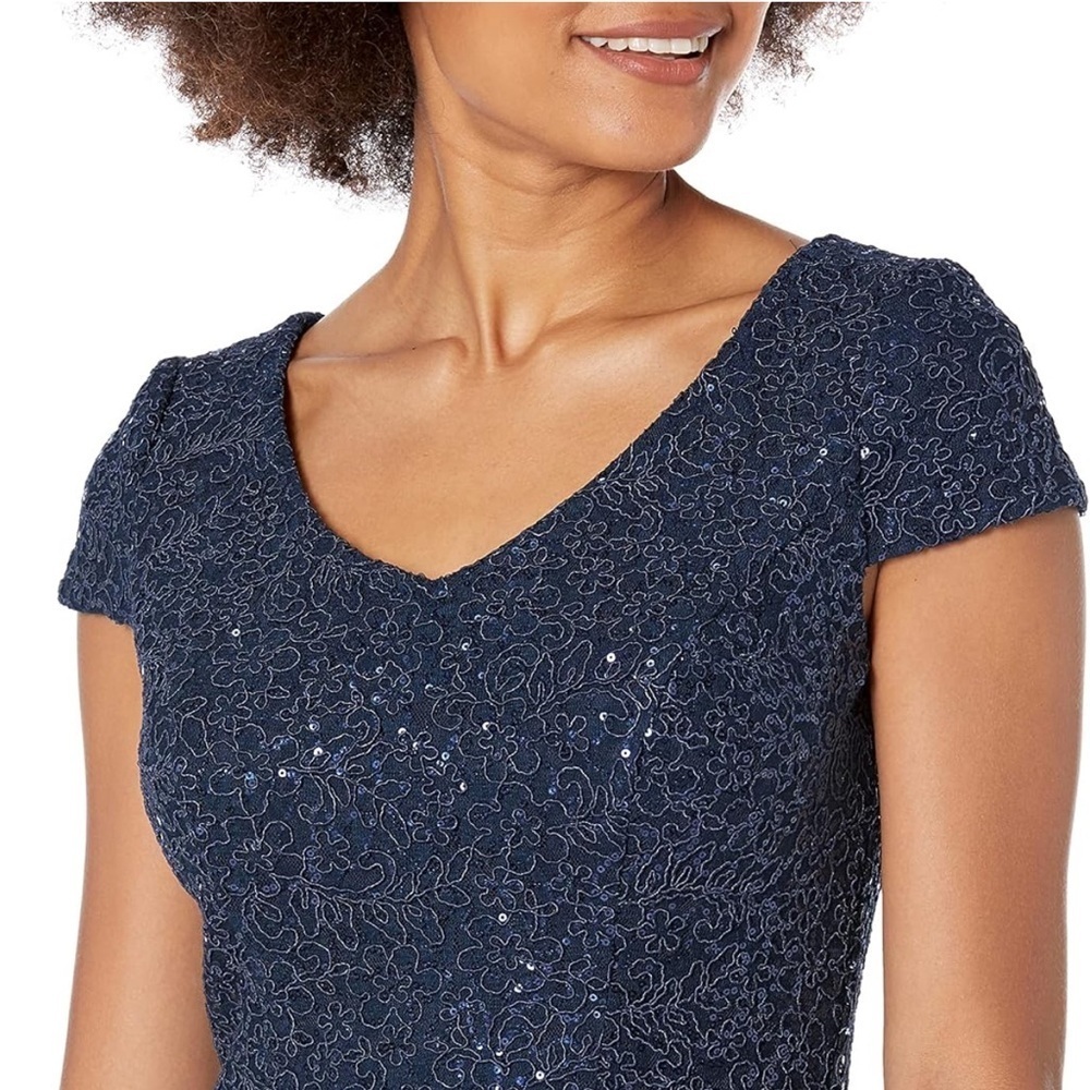 Alex Evenings Women's V Neck Cocktail, Mother of The Bride Dress Sz M